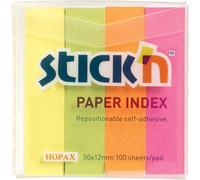 Marque-pages autocollants Hopax - 12 x 50 mm / 4 x 100 feuilles / couleurs néon