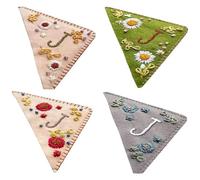 Marque-pages brodés manuellement, 4 pièces, décoration d'angle brodée à la main, printemps, été, automne et hiver Pour Les Amateurs(4PCS/SET)