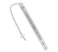 Marque-pages chrétiens inspirants en acier inoxydable avec verset de la Bible en métal avec pendentif en forme de croix pour anniversaire, Noël, remise de diplôme, Noël, baptême, église, cadeaux pour