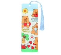 Marque-pages créatifs en forme d'animal de dessin animé - Marque-pages en acrylique avec pompons - Marqueur de page en acrylique - Capybara