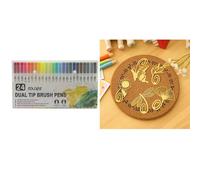 Marque Pages De Dessin Animé, Métal Or, Avec 24 Couleurs, Fin, Double Pointe, Stylo À Brosse, Dessin Aquarelle, 8 Pièces