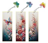 Marque-pages diamant florale, kit DIY 3 pcs pour lecture | Marque-pages en diamant de forme irrégulière avec ensemble d'outils pour débutants et adultes, fournitures d'artisanat d'art