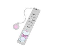 Marque-pages en acier inoxydable avec chaîne gravée en forme de chaton avec trou de suspension, cadeau pour amateur de livres, étudiant, lecteur, breloque décorative en forme de chaton