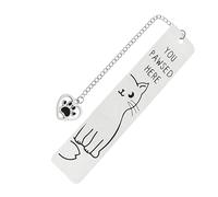 Marque-pages en acier inoxydable avec pendentif en forme de chat - Séparateur de page - Cadeau idéal pour enseignant, lecteur