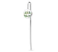 Marque-pages en acier inoxydable avec trois nains avec barbes blanches, chapeaux verts, marque-pages, support de page avec verre de cristal pour l'école, le lecteur et les fournitures de bureau