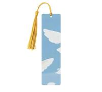 Marque-pages en bois avec deux petits oiseaux blancs imprimés double face - Accessoires de livre artistique - Cadeaux d'anniversaire pour homme et femme - Pour les amateurs de livres