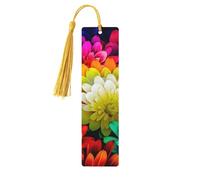 Marque-pages en bois avec fleurs colorées pour les amateurs de livres, fait à la main avec pompons colorés, marque-page imprimés double face, accessoires de livre artistique, cadeau pour homme et