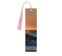Marque-pages en bois avec impression « Last Sun Rays of Over The Sea Waves » - Accessoires de carnet pour homme et femme - Pour les amateurs de livres