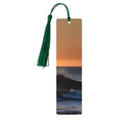 Marque-pages en bois avec impression « Last Sun Rays of Over The Sea Waves » - Accessoires de carnet pour homme et femme - Pour les amateurs de livres