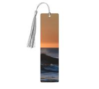 Marque-pages en bois avec impression « Last Sun Rays of Over The Sea Waves » - Accessoires de carnet pour homme et femme - Pour les amateurs de livres
