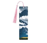 Marque-pages en bois avec impression paysage avec montagnes et nuages Beaux accessoires de carnet pour hommes femmes amateurs de livres