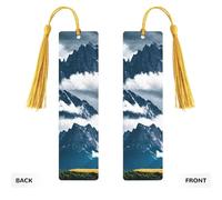 Marque-pages en bois avec impression paysage avec montagnes et nuages Beaux accessoires de carnet pour hommes femmes amateurs de livres