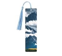 Marque-pages en bois avec impression paysage avec montagnes et nuages Beaux accessoires de carnet pour hommes femmes amateurs de livres