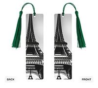 Marque-pages en bois avec impression Tour Eiffel de Paris Noir