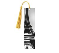 Marque-pages en bois avec impression Tour Eiffel de Paris Noir