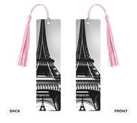 Marque-pages en bois avec impression Tour Eiffel de Paris Noir