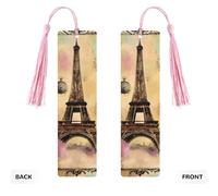 Marque-pages en bois avec impression Tour Eiffel de Paris pour homme et femme