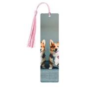 Marque-pages en bois avec imprimé de chiens corgi mignons pour hommes et femmes amateurs de livres