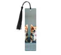 Marque-pages en bois avec imprimé de chiens corgi mignons pour hommes et femmes amateurs de livres
