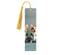 Marque-pages en bois avec imprimé de chiens corgi mignons pour hommes et femmes amateurs de livres
