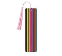 Marque-pages en bois avec imprimé rayé coloré arc-en-ciel pour hommes et femmes amateurs de livres