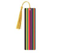 Marque-pages en bois avec imprimé rayé coloré arc-en-ciel pour hommes et femmes amateurs de livres