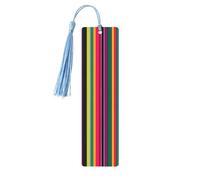 Marque-pages en bois avec imprimé rayé coloré arc-en-ciel pour hommes et femmes amateurs de livres