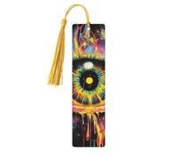 Marque-pages en bois avec motif psychédélique unique double face imprimé - Accessoires de livre artistique - Cadeaux d'anniversaire pour homme et femme - Pour les amateurs de livres