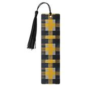 Marque-pages en bois avec pompons - Jaune, gris et noir - Marqueurs de livre en bois pour les amateurs de livres, les enseignants et les cadeaux