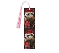 Marque-pages en bois avec pompons, modèle de mode française - Marqueurs de livre en bois pour les amateurs de livres, les enseignants et les cadeaux