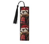 Marque-pages en bois avec pompons, modèle de mode française - Marqueurs de livre en bois pour les amateurs de livres, les enseignants et les cadeaux