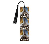 Marque-pages en bois avec pompons, motif Tour Eiffel de Paris pour les amateurs de livres, les enseignants et les cadeaux