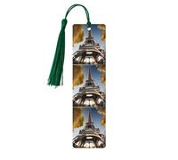 Marque-pages en bois avec pompons, motif Tour Eiffel de Paris pour les amateurs de livres, les enseignants et les cadeaux