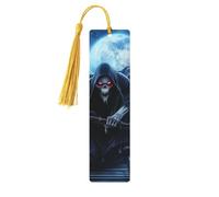 Marque-pages en bois avec squelette mécanique gothique brillant - Œuvre d'art double face unique imprimée - Accessoires de livre artistique - Cadeaux d'anniversaire pour homme et femme - Pour les