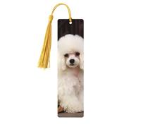Marque-pages en bois caniche français pour les amateurs de livres, fait à la main avec pompons colorés, marque-page imprimés double face, accessoires de livre artistique, cadeau pour homme et femme
