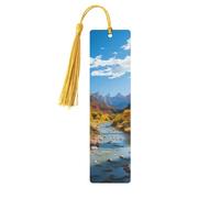 Marque-pages en bois du parc national de Zion pour les amateurs de livres, fait à la main avec pompons colorés, marque-page imprimés double face, accessoires de livre artistique, cadeau pour homme et