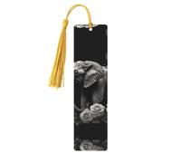 Marque-pages en bois éléphant et papillon pour les amateurs de livres, fait à la main avec pompons colorés, marque-page imprimés double face, accessoires de livre artistique, cadeau pour homme et