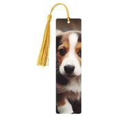 Marque-pages en bois en forme de chien mignon pour les amateurs de livres, fait à la main avec pompons colorés, marque-page imprimés double face, accessoires de livre artistique, cadeau pour homme et