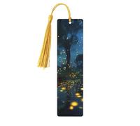 Marque-pages en bois en forme de lucioles pour les amateurs de livres, fait à la main avec pompons colorés, marqueurs de page imprimés double face, accessoires de livre artistique, cadeau pour homme