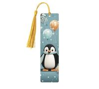 Marque-pages en bois en forme de pingouin et de flocon de neige pour les amateurs de livres, fait à la main avec pompons colorés, marque-page imprimés double face, accessoires de livre artistique