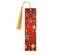 Marque-pages en bois en forme d'étoile de Noël pour les amateurs de livres, fait à la main avec pompons colorés, marque-page imprimés double face, accessoires de livre artistique, cadeau pour homme et