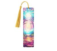 Marque-pages en bois imprimé avec plante psychédélique - Arbre naturel réactif aux UV - Illustration double face - Accessoires de livre artistique - Cadeaux d'anniversaire pour homme et femme - Pour