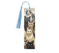 Marque-pages en bois imprimé chat beaux accessoires pour hommes femmes amateurs de livres