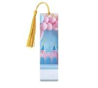 Marque-pages en bois imprimé double face avec châteaux de fées et ballons de fleurs, accessoires de livre artistique, cadeaux d'anniversaire pour hommes et femmes, pour les amateurs de livres