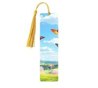 Marque-pages en bois imprimé double face avec fleurs de printemps et papillons, accessoires de livre artistique, cadeaux d'anniversaire pour hommes et femmes, cadeaux pour les amateurs de livres