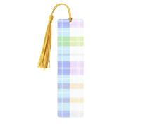 Marque-pages en bois imprimé double face avec grille de buffle de couleur dégradée, accessoires de livre artistique, cadeaux d'anniversaire pour hommes et femmes pour les amateurs de livres