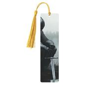 Marque-pages en bois imprimé double face avec motif chevalier tridimensionnel, accessoires de livre artistique, cadeaux d'anniversaire pour hommes et femmes pour les amateurs de livres