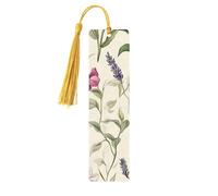 Marque-pages en bois imprimé double face avec orchidées printanières et fleurs sauvages, accessoires de livre artistique, cadeaux d'anniversaire pour hommes et femmes pour les amateurs de livres