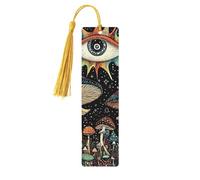 Marque-pages en bois imprimé double face en forme de champignon - Cadeau d'anniversaire pour homme et femme - Pour les amateurs de livres