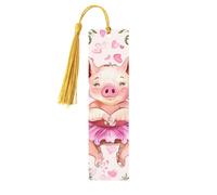 Marque-pages en bois imprimé double face en forme de cochon rose, accessoires de livre artistique, cadeaux d'anniversaire pour hommes et femmes pour les amateurs de livres
